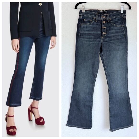 NEW Veronica Beard Carolyn Baby Boot Kick Flare Jeans in Midnight Button Fly 24